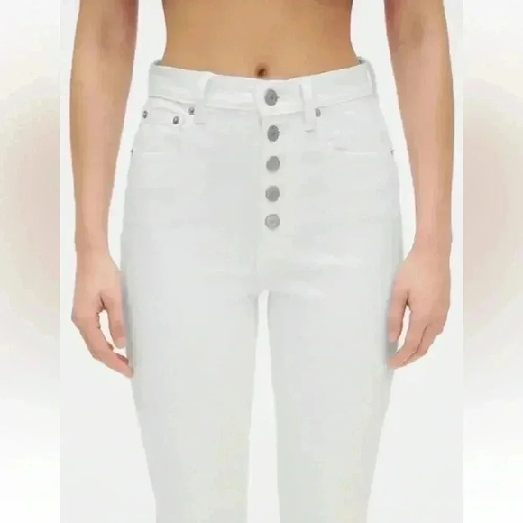 Gap High  Rise Slim Straight Leg Cigarette Jeans Button Fly White Denim Size 26 - Picture 4 of 14
